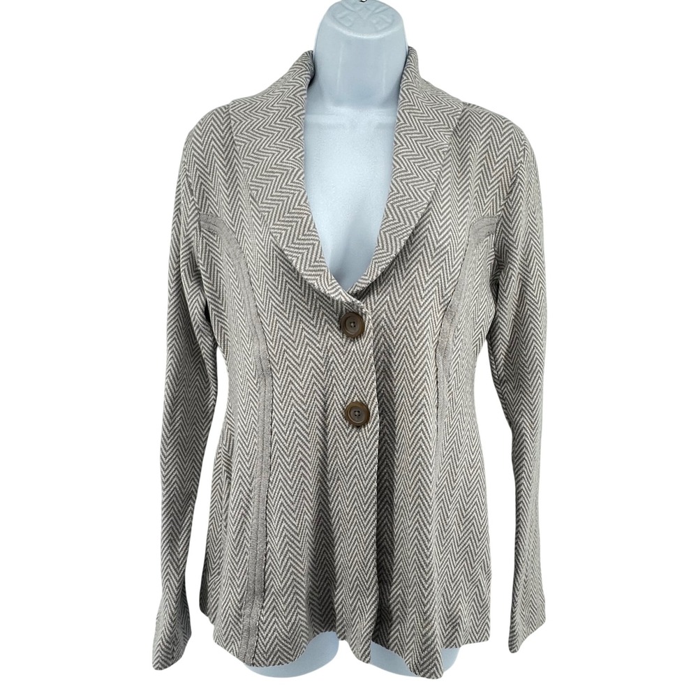 Rosie Neira Anthropologie Knit Blazer Jacket Academia Preppy Women M Herringbone